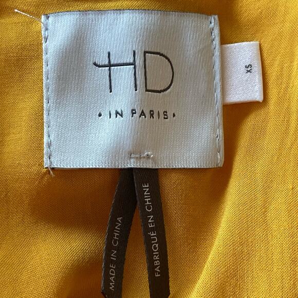 HD in Paris Yellow Tiered Multitextural Midi Sundress Sz XS Boho Cottage Fairy - Picture 7 of 9